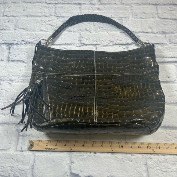 Brighton Dark Green Crocodile Embossed Hobo Bag. - Picture 8 of 10